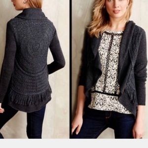 Anthropologie Knitted & Knotted Fringe Cardigan